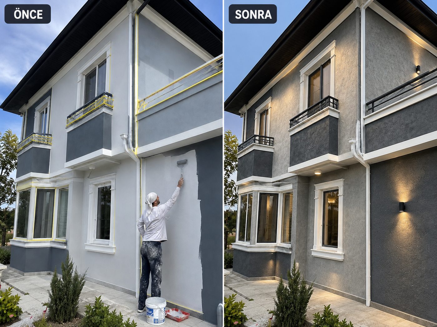 Şirinyer dış cephe boya öncesi ve sonrası