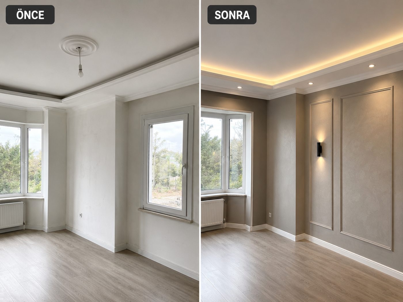 Şirinyer iç cephe boya öncesi ve sonrası